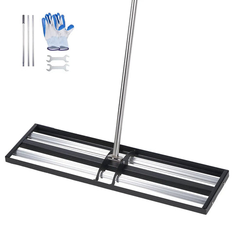 Roller Lawn Leveling Rake With 83.9 Inch Adjustable Handle, 36 Inch By 10 Inch Stainless Steel Yard Leveler with accessories