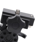 Close-up of Go-To Adjustable Latitude Base Mount for Telescopes with 3/8 inch threaded interface, precise angle adjustment knob.