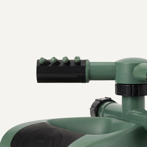 Close-up of Whirling Rotating Lawn Sprinkler With Adjustable Arms For 1500 Sq Ft Coverage showing multi-angle nozzles.