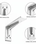 Rugged L Shaped Shelf Bracket Steel Wall Mount For Floating Shelves And Closet Storage, 1 Piece, Heavy Duty Support