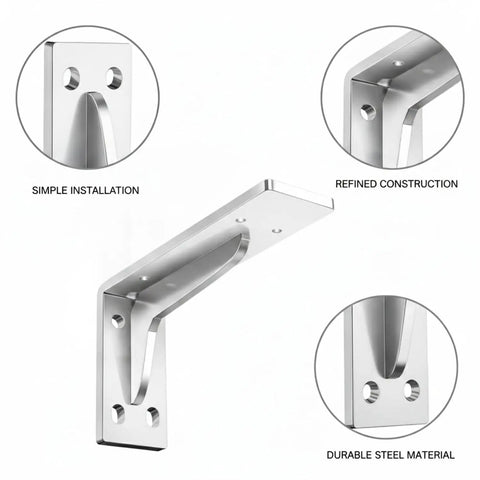 Rugged L Shaped Shelf Bracket Steel Wall Mount For Floating Shelves And Closet Storage, 1 Piece, Heavy Duty Support