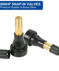 TR-600HP snap-in tire valve stems, 1-1/4 in brass-threaded, black bases, 25-pack