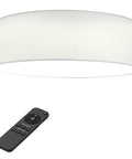 Dope Flush Mount Ceiling Light With Drum Shade LED Fixture Remote Control Dimmable And Color Temp Adjust, light gray shade with remote
