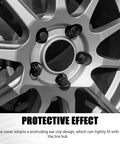 Sleek Black 55Mm Abs Wheel Center Caps 4Pack installed on a rim showing ear clip design for secure fitment and protection.
