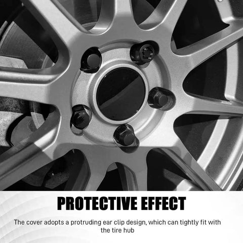 Sleek Black 55Mm Abs Wheel Center Caps 4Pack installed on a rim showing ear clip design for secure fitment and protection.