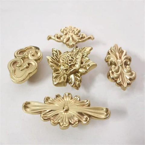 Light Luxury Dope Brass Forged Special Shaped Drawer Knob For Cabinets And Wardrobes Golden Copper Handle Single Hole Pull Durable