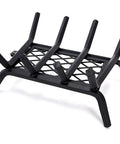 14 Inch Fireplace Log Grate With Ember Retainer Heavy Duty Steel Firewood Rack For Hearth Indoors And Outdoors, four-leg support