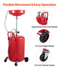 20 Gallon Waste Oil Drain Tank Air Operated Portable Drainer With Adjustable Funnel Height And Four Wheels For Easy Oil Transfer
