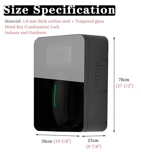 Heavy Duty EV Charger Wall Box Featuring Straight Up Dual Lock Security And All Weather Shell Designed For Tesla Charging Cables Size Specifications