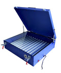 Pro Grade UV Exposure Unit For Silk Screen Printing Light Box With 12 LED Tubes, 24x28 Inch Screen Area, Blue Finish, open lid