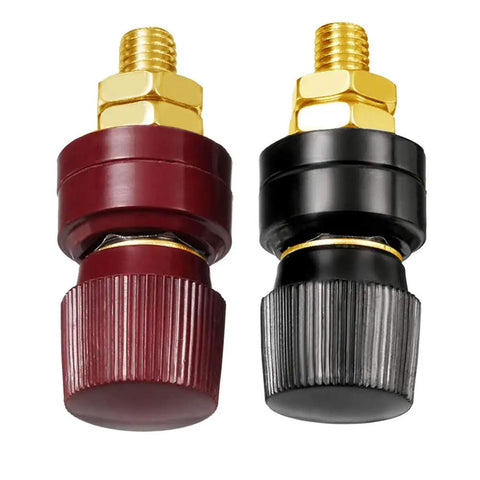 No Sweat M10 Remote Battery Terminals and 250 Amp Jump Post for Quick Terminal Relocation Easy Panel Mount with Solid Brass Core Red Black Pair.