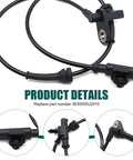 Front view of rear-left ABS wheel speed sensor, black, OEM 3630050U2010 with mounting tab and connector
