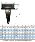 Dang Tough Heavy Duty 4 Inch Black Tee Hinges For Barn Gates And Fences Rustproof Wrought Iron Hardware dimensions and measurements chart.