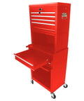 Heavy Duty 6 Drawer Rolling Tool Chest With Lockable Mobile Cabinet For Garage Workshop showing open drawer and smooth caster wheels.