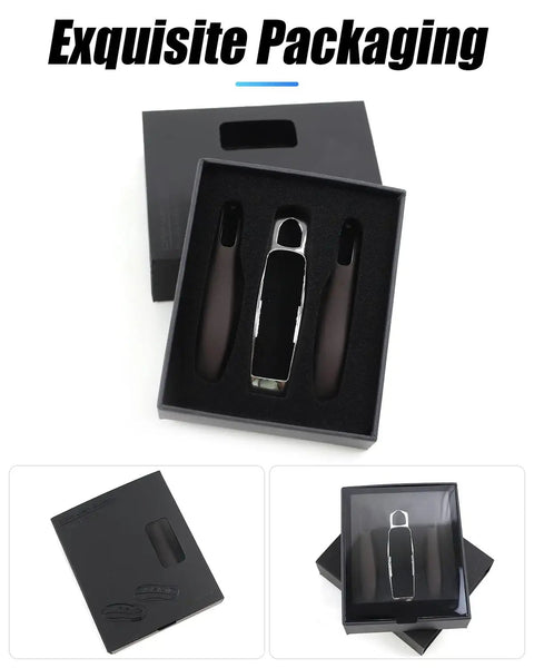 Packaging of Marsala Red Leather Ride Ready Key Fob Cover For Porsche with premium ABS material.