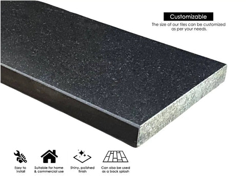 Absolute Black Granite Threshold Door Sill Polished For Heavy Duty Traffic Maintenance Free Stain Resistant 6x36 Inches Natural Stone