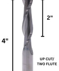 Upcut Spiral Router Bit Pro Grade Solid Carbide One Half Inch Cutting Diameter Two Inch Cutting Length One Half Inch Shank