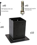 10 Pack 4x4 Post Base Bracket Set Heavy Duty Powder Coated Steel Fence Post Anchors With Screws and Expansion Bolts