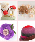 Felted wool projects using Needle Felting Kit With Three Size Sets Of 30 Needles Each Wooden Handle Tool Finger Cots And Essential Felting Supplies
