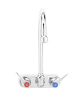 Wall Mount Mixing Faucet With 6 In Gooseneck Swivel Spout And Lever Handles, Chrome Finish, 4 In Centers, 1/2 In NPT Inlets, Model B-1146.