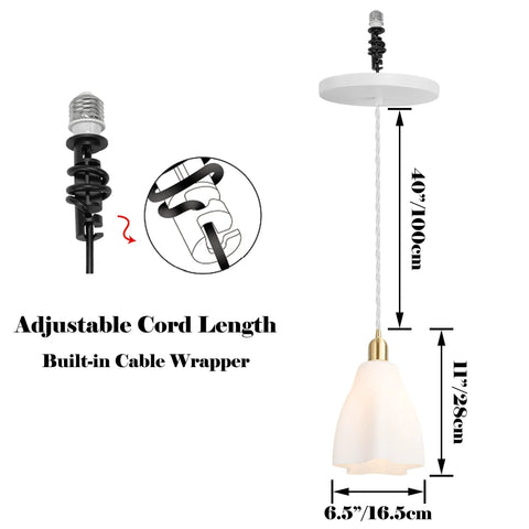 Kiven Instant Light Conversion Kit for 4/5/6inch Hole, 1-Light Glass Farmhouse Lighting with adjustable 40-inch cord and built-in cable wrapper.