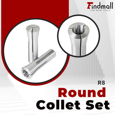 Round Collet Set Six Piece Kit For CNC Engraving And Milling Lathe Tooling showcasing two metal collets
