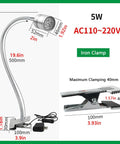 Heavy Duty Flexible Gooseneck Work Light With Dual Clamp Options For Home Or Office Spot Lighting On CNC Machines Lathes And Industrial Scenes Featuring Iron Grip Lamp Fixture with iron clamp and flexible arm details.