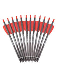 7.5 Inch Carbon Crossbow Bolts With 2 Inch Red Vanes And 100 Grain Broadhead Tips, 12 Pack For Hunting, Target Practice, And Outdoor Shooting Works On 50Lb Crossbows