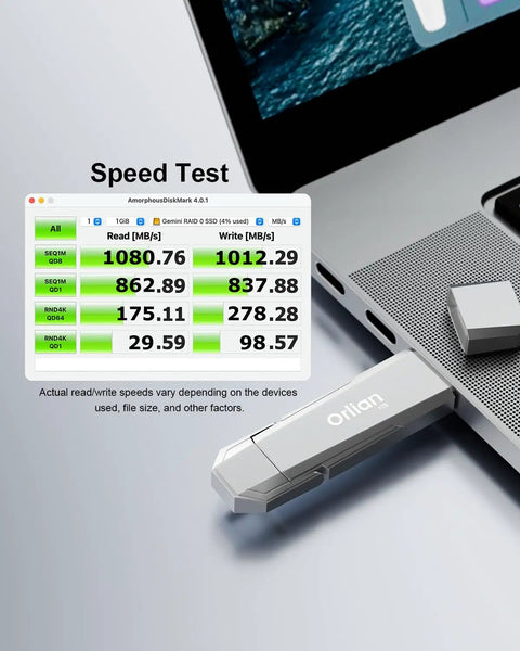 1TB External Portable SSD With Dual Type C And USB A Ports USB 3.2 Gen 2 Up To 1000MB Per Second Snappy Data Transfer Speed Test