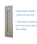 48 Inch Aluminum Bypass Sliding Door Hardware Kit Includes Two 8 Inch Barn Door Handles Commercial Grade Box Track Smooth Rolling Convex Rails Front Cover Concealment Premium 304 Stainless Steel Handles With Powder Coat features an easy-install flat metal handle with no groove required
