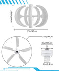 Vertical Axis Wind Turbine Kit With Five Blades, 16000W Peak Output, 12V/24V/48V Systems, Three Phase Permanent Magnet Generator, white
