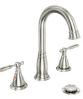 Sleek Chrome Widespread 8 Inch 3-Hole 2-Handle Bathroom Faucet With Valve And Metal Pop-Up Drain Assembly Lead-Free Easy Install WF017-4-C