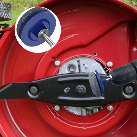 Must Have Universal Lawnmower Blade Sharpening Kit With Double Layer Corundum, 2024 Update in use on red lawnmower