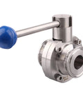 DERNORD sanitary butterfly valve with pull-handle, 1.5in tri-clamp, stainless steel 304, blue knob