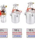 Pro Grade Heavy Duty 15 Liter Pneumatic Pressure Paint Spray Gun for smooth coatings and lacquer spraying, featuring steel tank.
