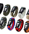 10 Pack Paracord Bracelet Survival Kit With Compass Fire Starter Whistle And Emergency Knife For Camping Hiking Fishing And Outdoor Adventures Your Go To 5 In 1 Survival Gear For Any Adventure, assorted colors.