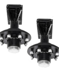 Heavy Duty Shipping Container Wheels With 8X6.5 Lug Kit Plate Casters top view showing black steel wheel hubs and mounting plates.