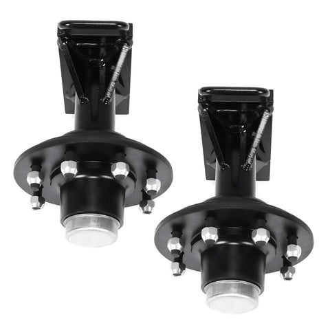 Heavy Duty Shipping Container Wheels With 8X6.5 Lug Kit Plate Casters top view showing black steel wheel hubs and mounting plates.
