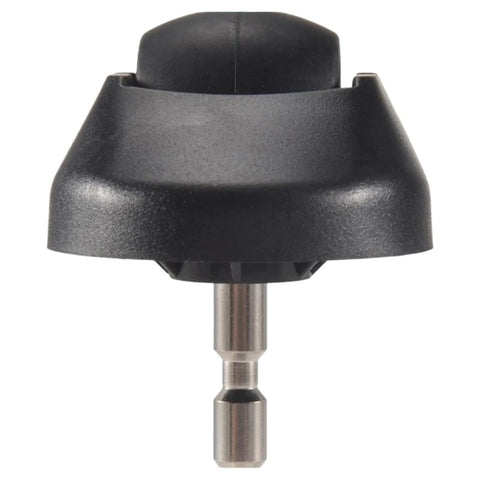 Front view of omni-directional vacuum wheel for Cecotec Conga series; black plastic housing with metal axle.