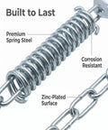 Built Tough Screen Door Chain Stopper With Spring, 2 Pack Wind Safety Hardware For Front Entry, Prevents Over Opening And Door Damage, Durable Spring Steel, Indoor Outdoor Use, Compatible With Storm Door Closer K 5026, zinc-plated spring coil close-up