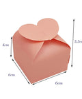 Colorful Love Heart Candy Gift Box Set Of 50, Perfect For Wedding Favors in peach, 6x6x5.5cm, sturdy cardboard with heart-shaped lid