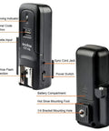 CT-16 Wireless Flash Trigger Kit With 1 Transmitter And 3 Receivers, close-up of components and ports on the receiver.