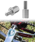 2 Pack Bicycle Axle Extenders 3/8-26 TPI Stainless Steel Extension Bolts shown with self-locking washers on rear axle of bike
