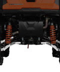 Rear view of Polaris RZR with 1.5 Inch Rear Offset A Arms For Polaris RZR Trail S 900 1000 And General Models White Aluminum With 1.25 Inch Tubing 25 Percent Bigger Than Stock For Extra Ground Clearance Without A Lift