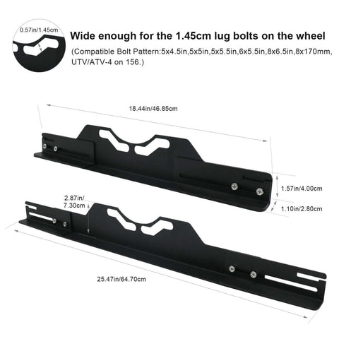 Pro Grade Wheel Alignment Tool Kit With Tape Measures shown with dimensions and bolt pattern fitment details displayed.