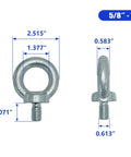 Heavy Duty 5/8-11 Carbon Steel Galvanized Shoulder Eye Bolt With Threaded Eyebolt Lifting Ring For Load Bearing And Hoist Rigging Built Tough