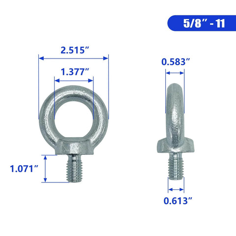 Heavy Duty 5/8-11 Carbon Steel Galvanized Shoulder Eye Bolt With Threaded Eyebolt Lifting Ring For Load Bearing And Hoist Rigging Built Tough