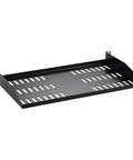 Two Pack 1U Server Rack Shelves with vented cantilever tray for 19 inch racks shown from side, 10 inch deep heavy duty wall mount