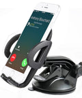 Heavy Duty Car Phone Mount With Grip Tight 3 Inch Sticky Gel Suction Cup Hella Secure Locking Lever For Dashboard Or Windshield Universal Smartphone Holder with a smartphone securely held in place.