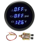 Rugged 2 Inch 52mm 3 in 1 Triple Gauge Set With Water Temperature Gauge, Oil Pressure Gauge, And Voltmeter for cars, night vision
